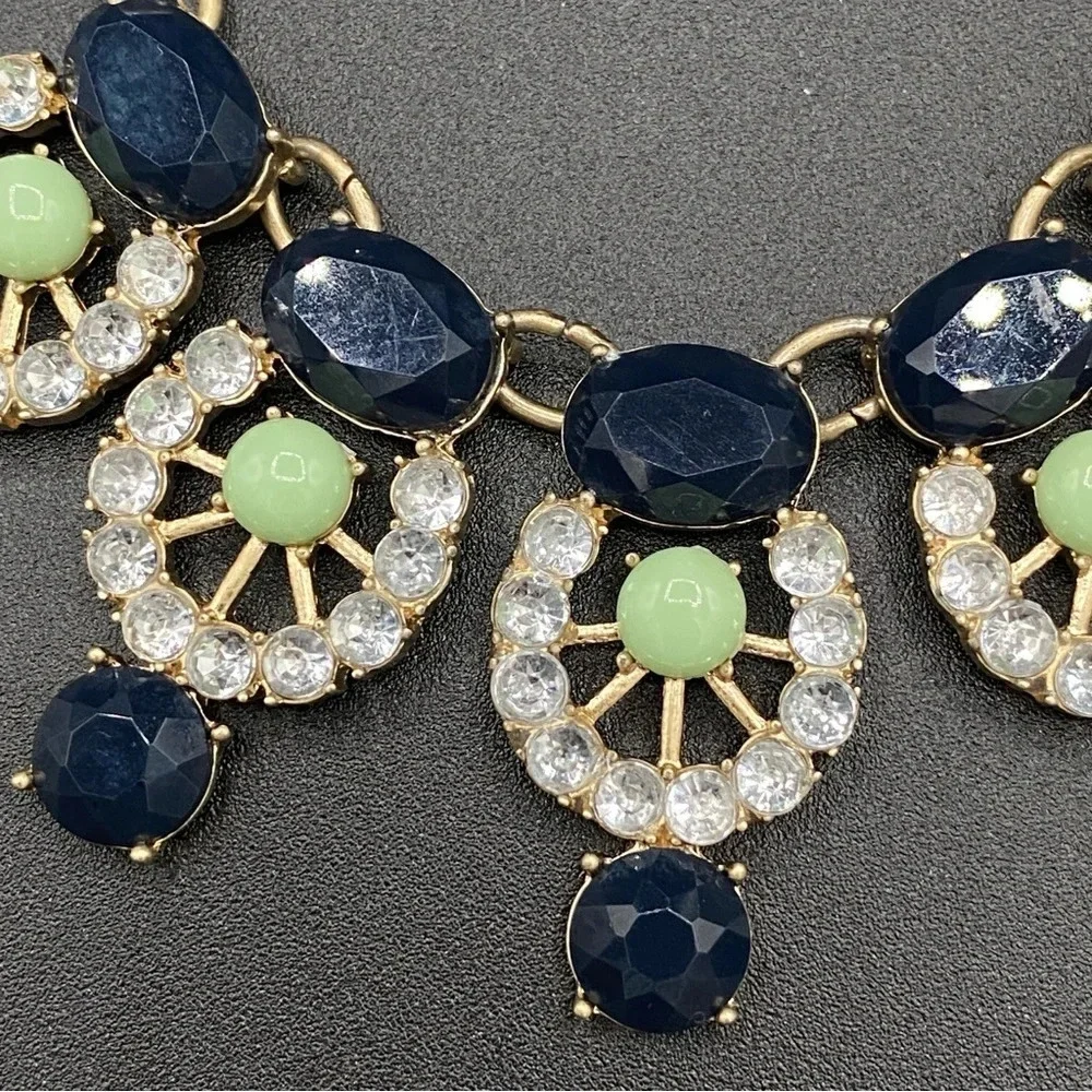 J. Crew Sparkly Statement Bib Necklace in Navy Blue